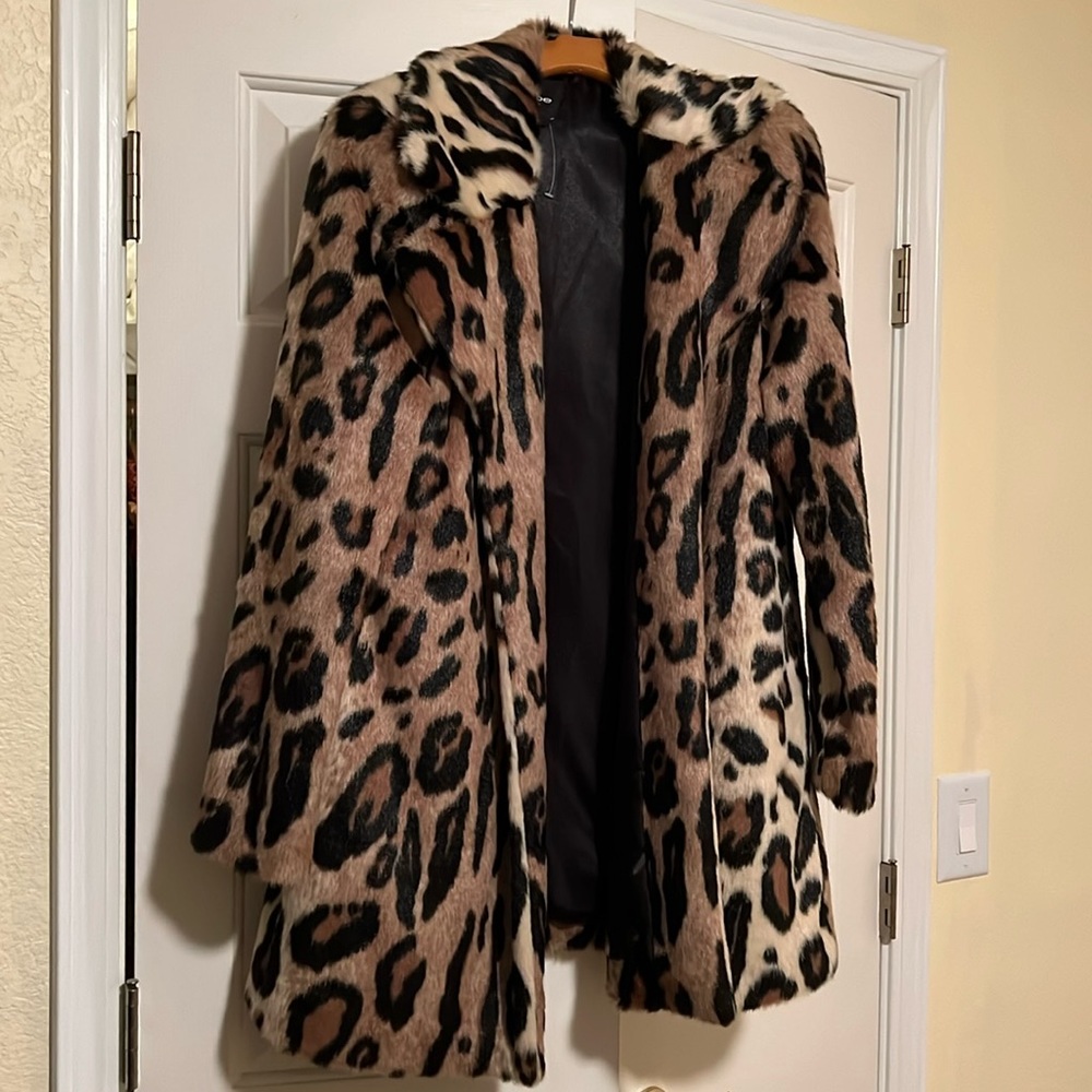 Leopard Print Bebe faux fur coat